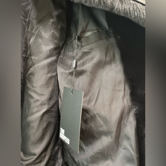 The Kooples Womens Black Faux Fur & Leather Aviator Jacket Fr Sz 3 US 8 NWT - Picture 14 of 16